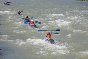 Inflatable kayaking near the east gate of Yellowstone with Wyoming River Trips is a fantastic family activity in Cody Wyoming. Take the whole family or put some folks in rafts and others in duckies.